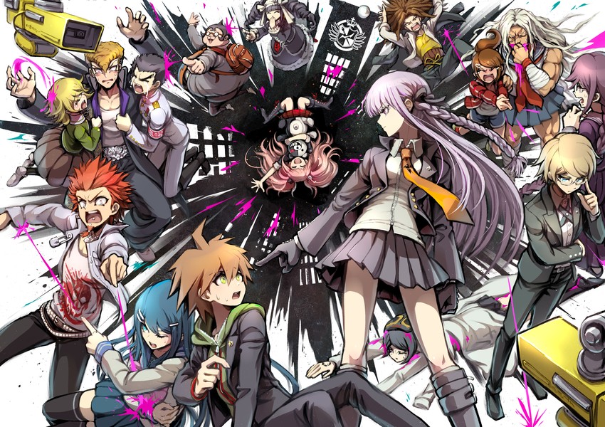 kirigiri kyoko, enoshima junko, naegi makoto, celestia ludenberg, maizono sayaka, and 11 more (danganronpa and 1 more) drawn by youko-shima