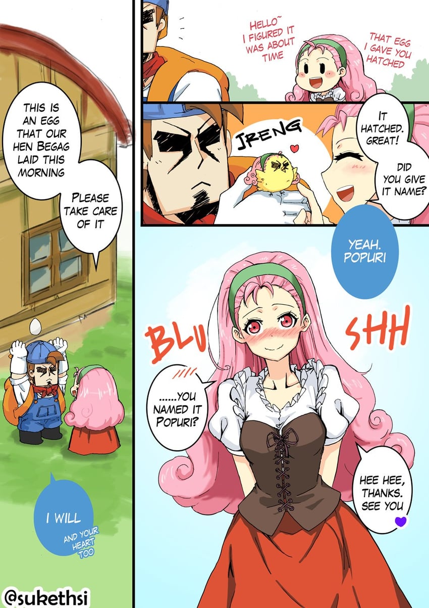 pete and popuri (bokujou monogatari and 2 more) drawn by komikuse