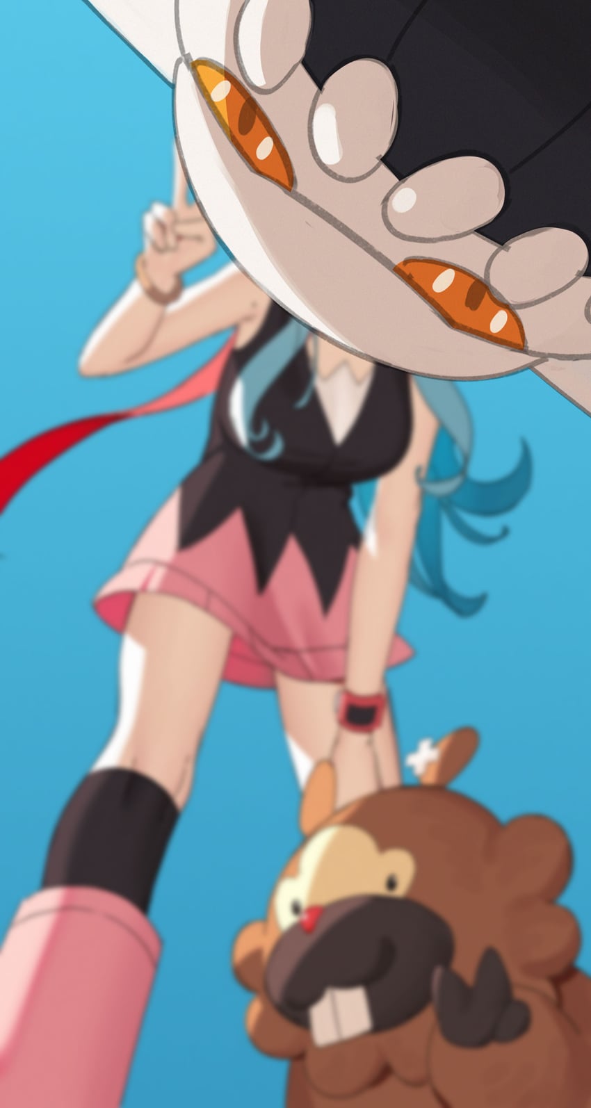 dawn, elira pendora, bidoof, and heatran (pokemon and 3 more) drawn by karassawa