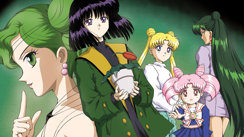 tsukino usagi, chibi usa, tomoe hotaru, meiou setsuna, and tellu (bishoujo senshi sailor moon and 1 more) drawn by hino_ryutaro