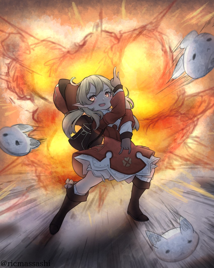 klee and jumpy dumpty (genshin impact and 2 more) drawn by rikuguma