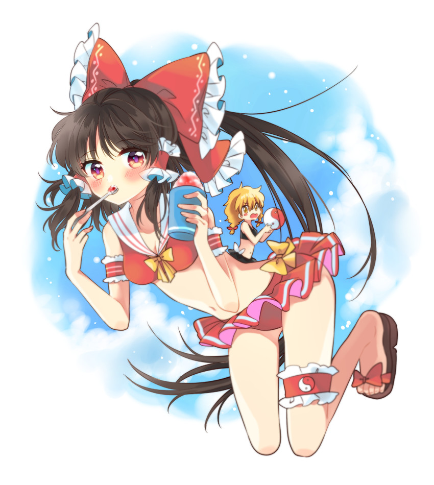 hakurei reimu and kirisame marisa (touhou) drawn by muzuki_uruu