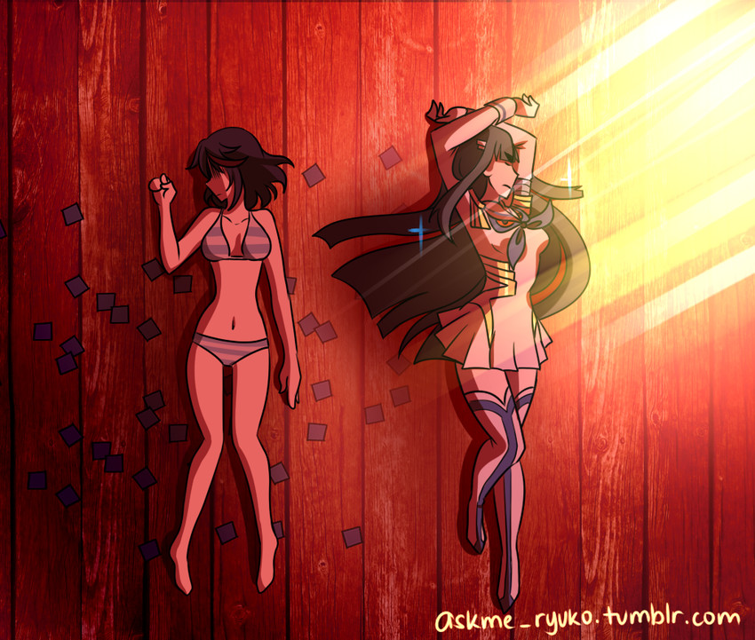 matoi ryuuko, kiryuuin satsuki, and junketsu (kill la kill) drawn by raechelpapaya