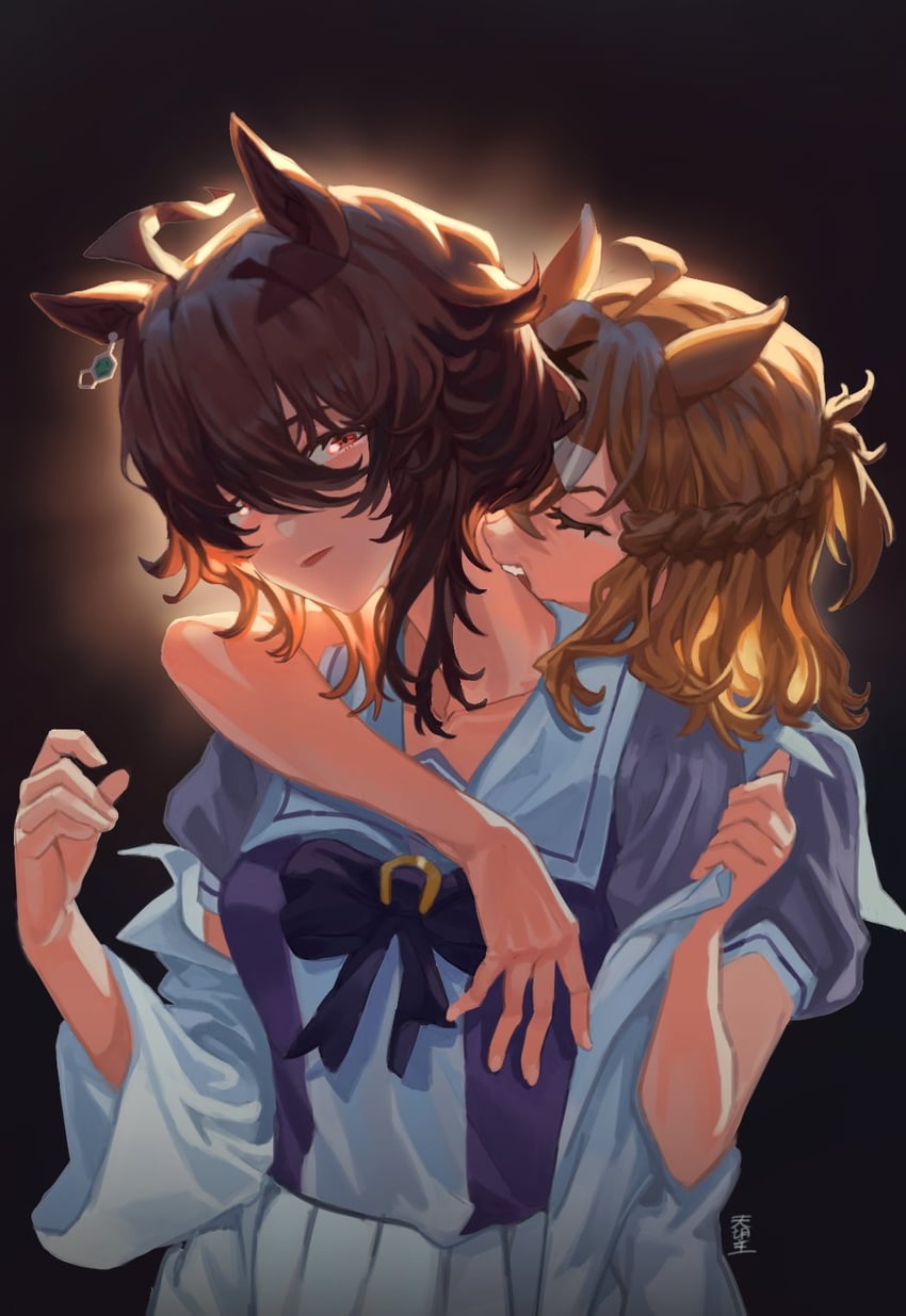 agnes tachyon and jungle pocket (umamusume) drawn by matoi_sakuretsu