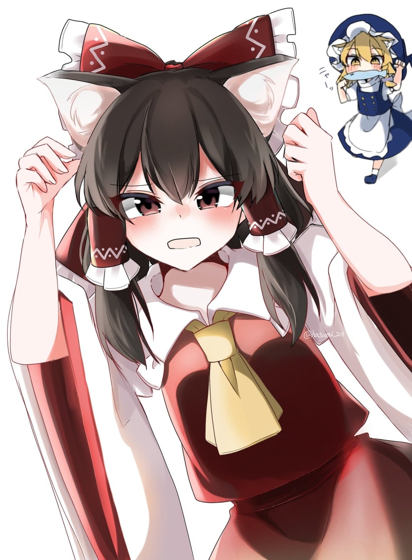 hakurei reimu and kirisame marisa (touhou) drawn by hasumi_suzuna