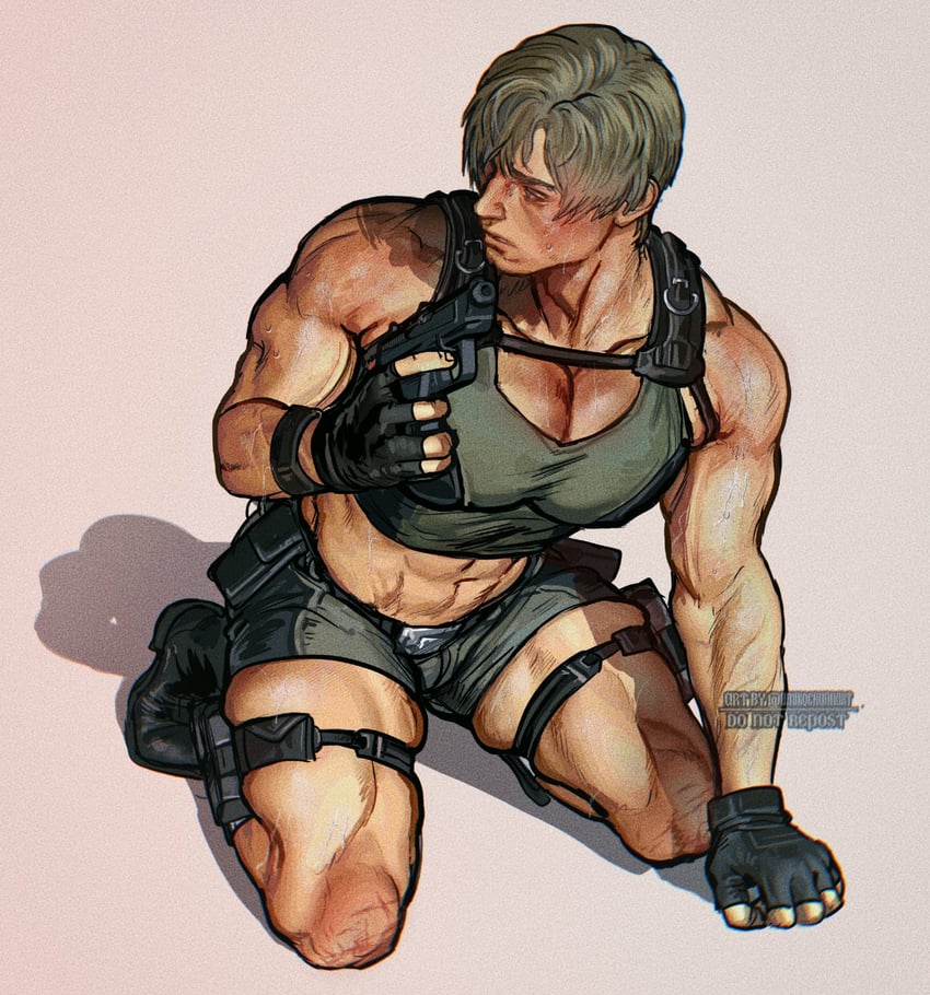 leon s. kennedy and lara croft (resident evil and 2 more) drawn by umikochannart