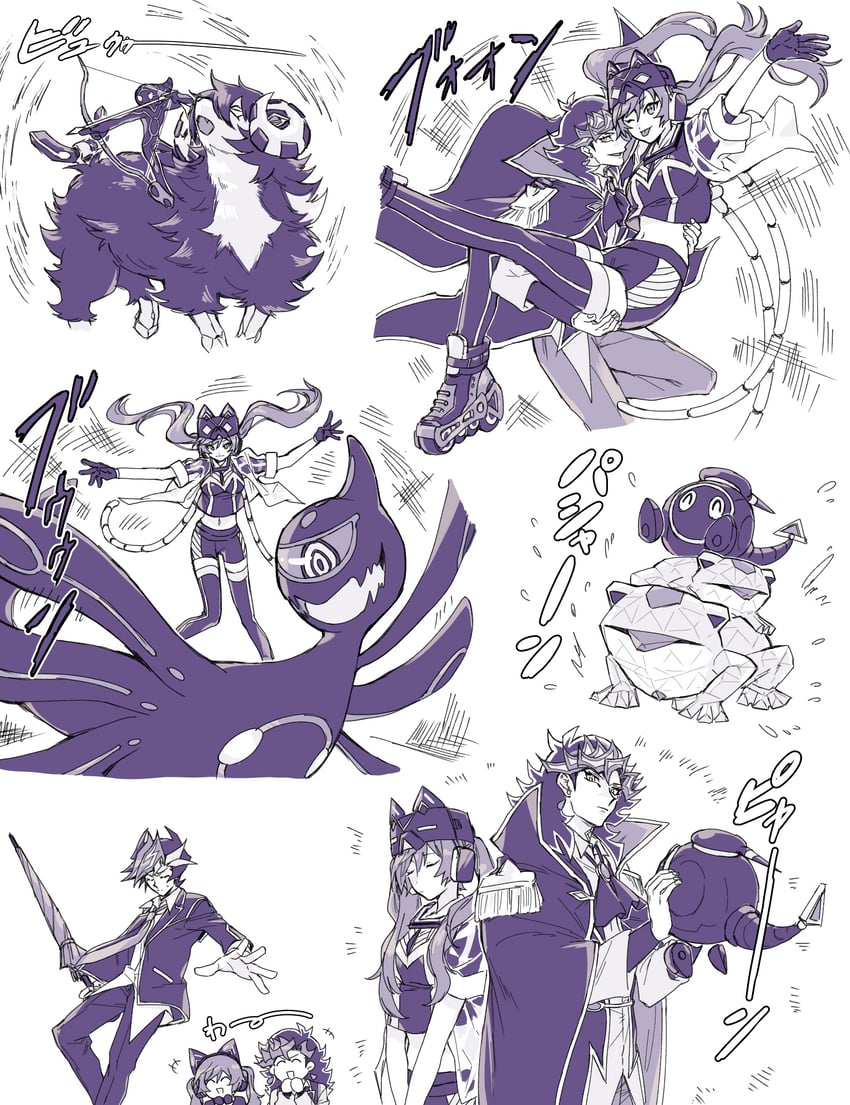 lil-la, ki-sikil, evil twin lil-la, evil twin ki-sikil, i:p masquerena, and 13 more (yu-gi-oh! and 1 more) drawn by sosamoto_(tvny2528)