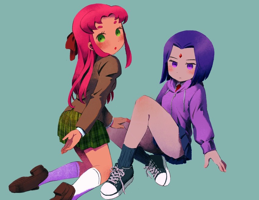 raven and starfire (dc comics and 1 more) drawn by iroidori4422