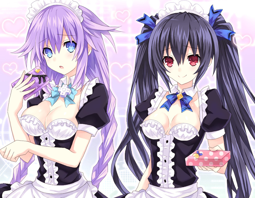 purple heart and noire (neptune) drawn by hinano_(tuna_neko33)
