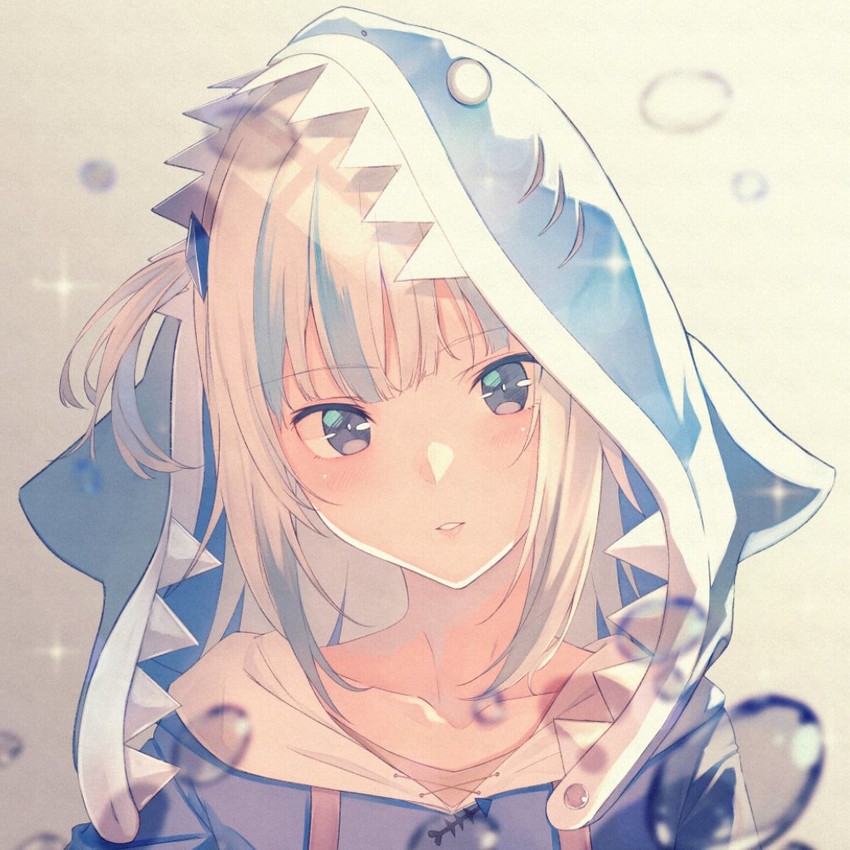 gawr gura (hololive and 1 more) drawn by fujiwara_mizuki