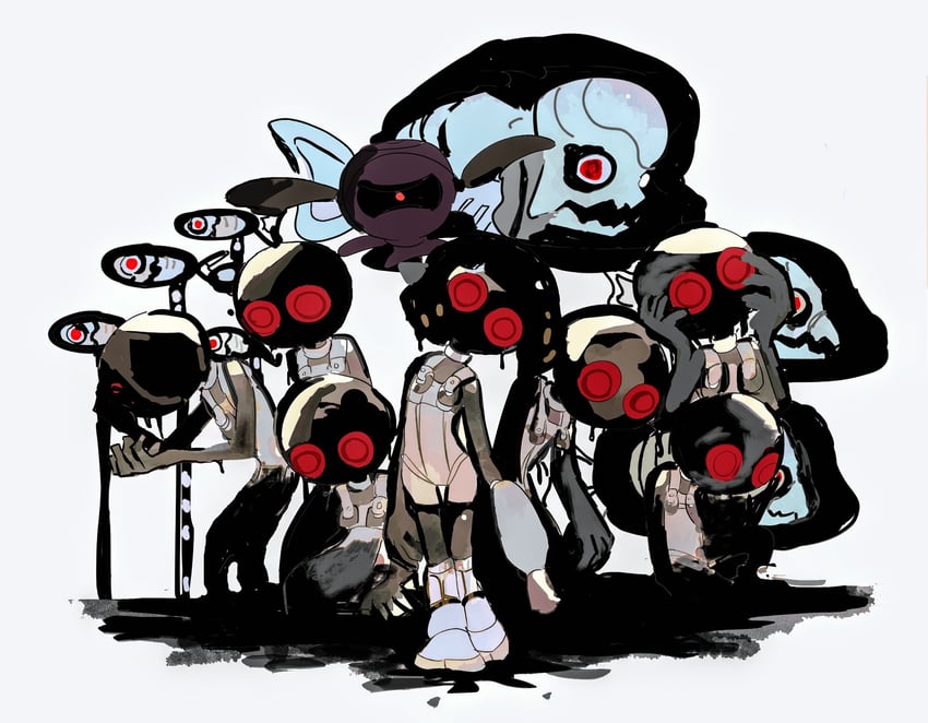 pearl, pearl drone, swarming languendo, parallel canon, marching andante, and 1 more (splatoon and 2 more) drawn by kkk_bg000