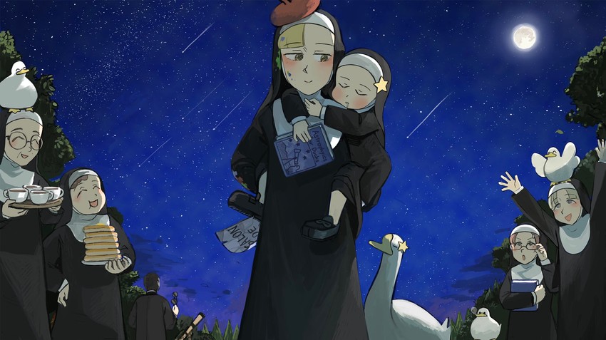 star nun, father, mother superior, spicy nun's mother, parted grey nun, and 2 more (little nuns) drawn by diva_(hyxpk)