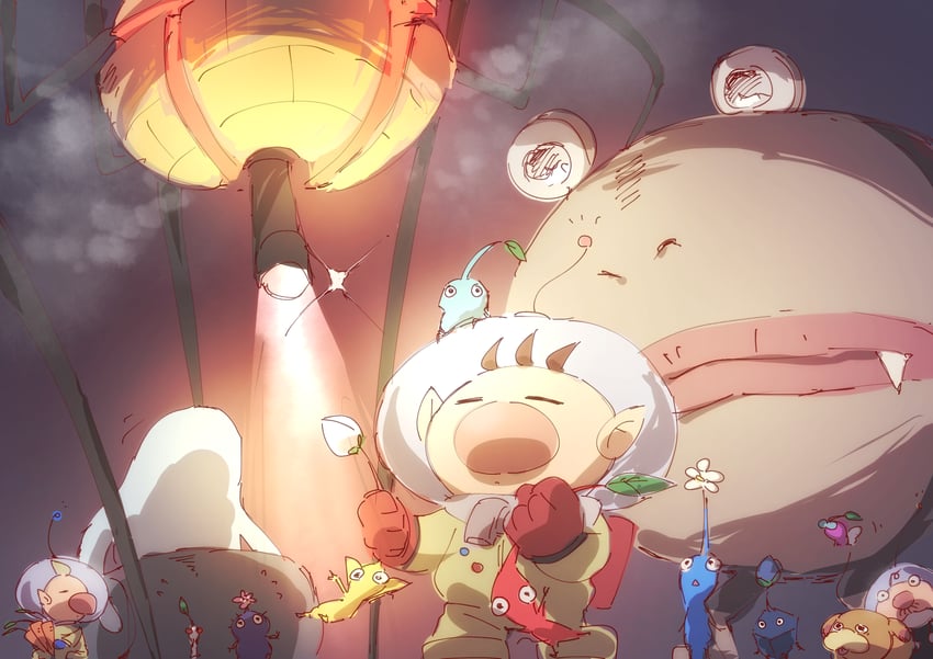 red pikmin, olimar, yellow pikmin, blue pikmin, purple pikmin, and 9 more (pikmin and 2 more) drawn by nyaa_(nnekoron)