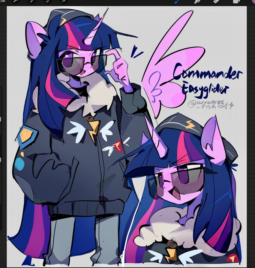 twilight sparkle and commander easyglider (my little pony and 1 more) drawn by arrcticc_fish