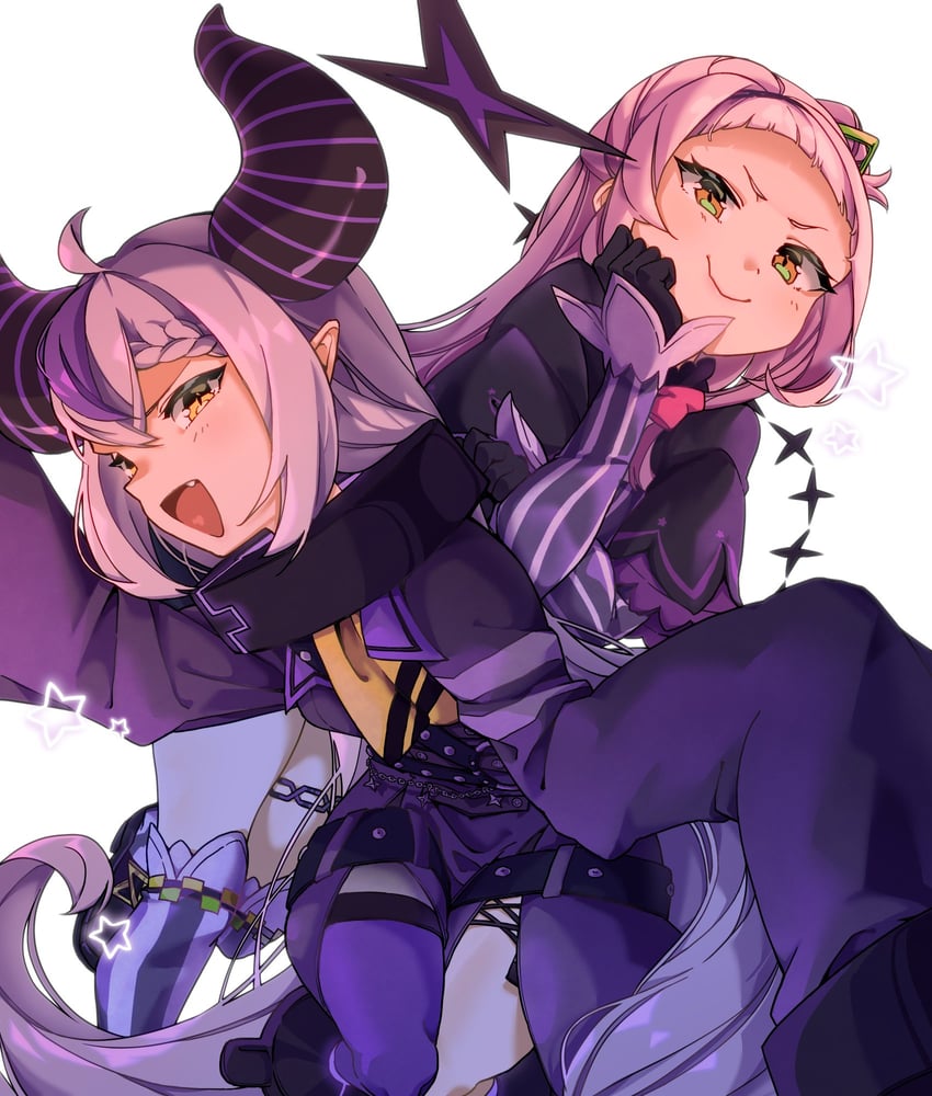 murasaki shion and la+ darknesss (hololive) drawn by shio_koneno