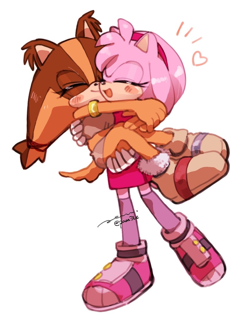 amy rose and sticks the badger (sonic and 1 more) drawn by pam3le