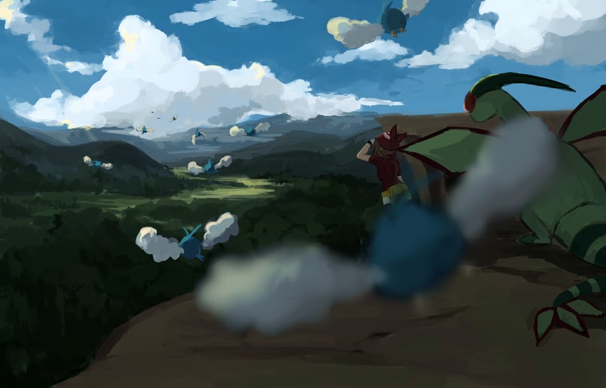 may, flygon, and swablu (pokemon and 1 more) drawn by kmusy_mp4