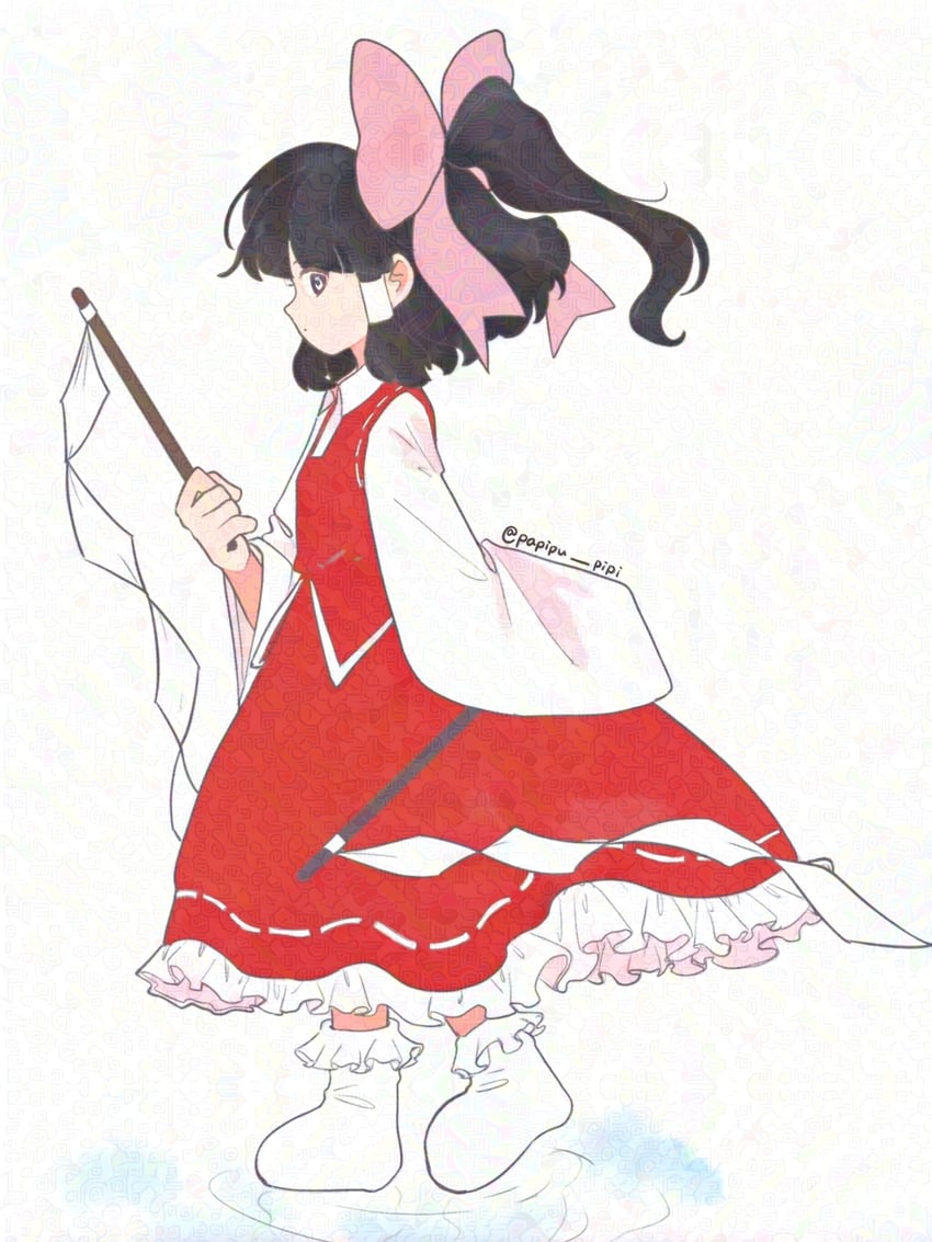 hakurei reimu (touhou and 2 more) drawn by papipu_pipi