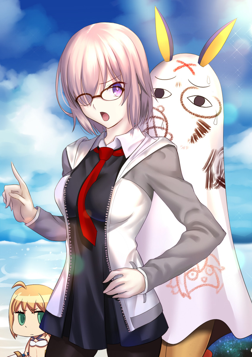 artoria pendragon, mash kyrielight, nitocris, and medjed (fate and 1 more) drawn by besmiled