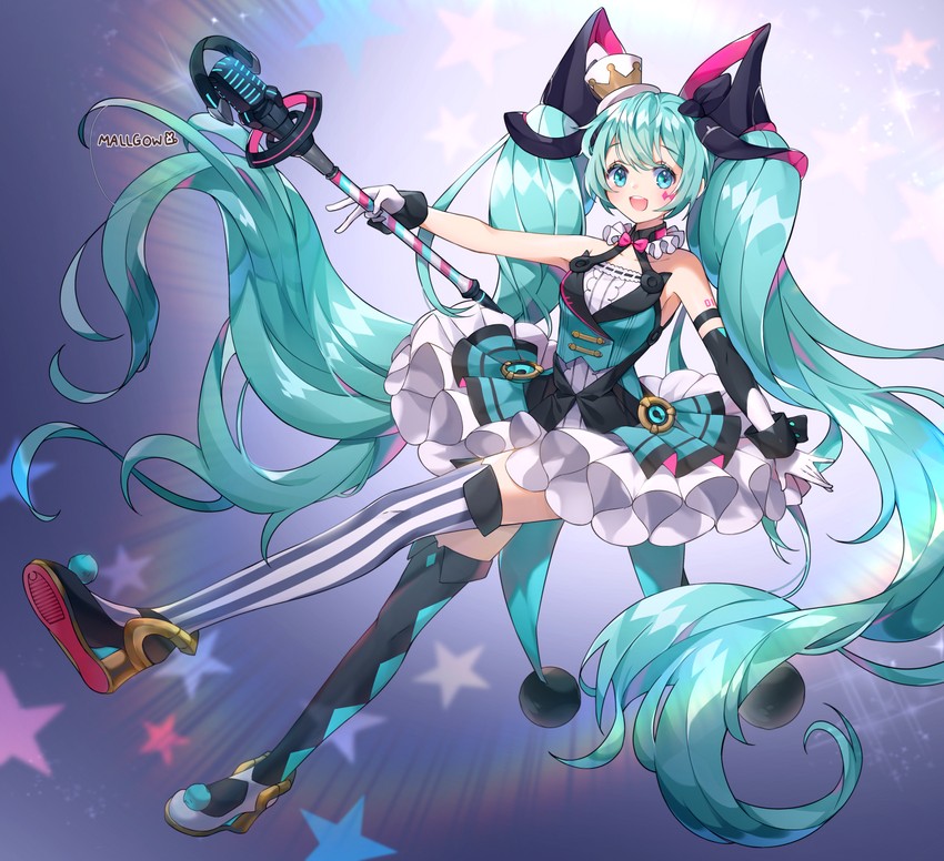 hatsune miku and magical mirai miku (vocaloid and 1 more) drawn by bonim