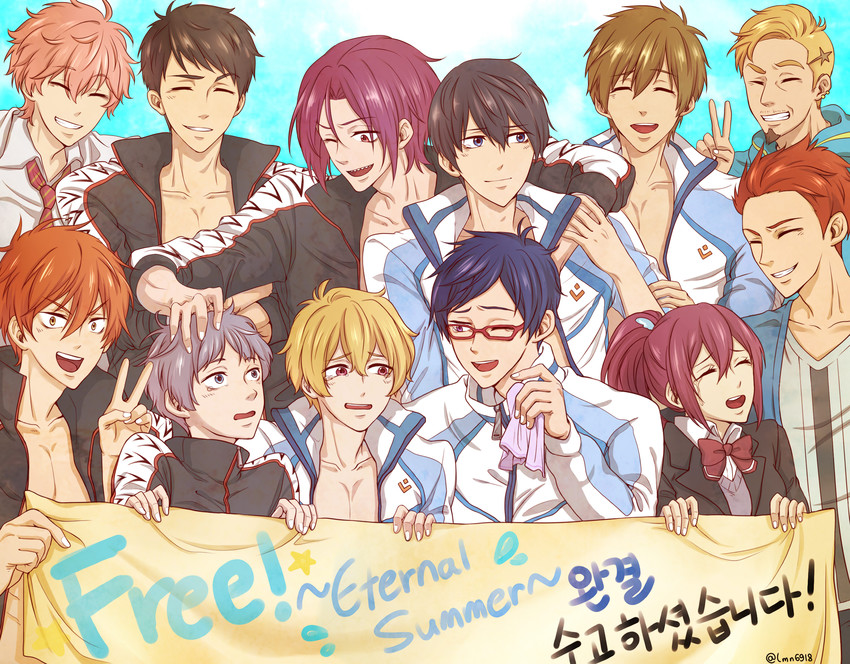 tachibana makoto, nanase haruka, matsuoka rin, matsuoka gou, hazuki nagisa, and 8 more (free!) drawn by lmn6918