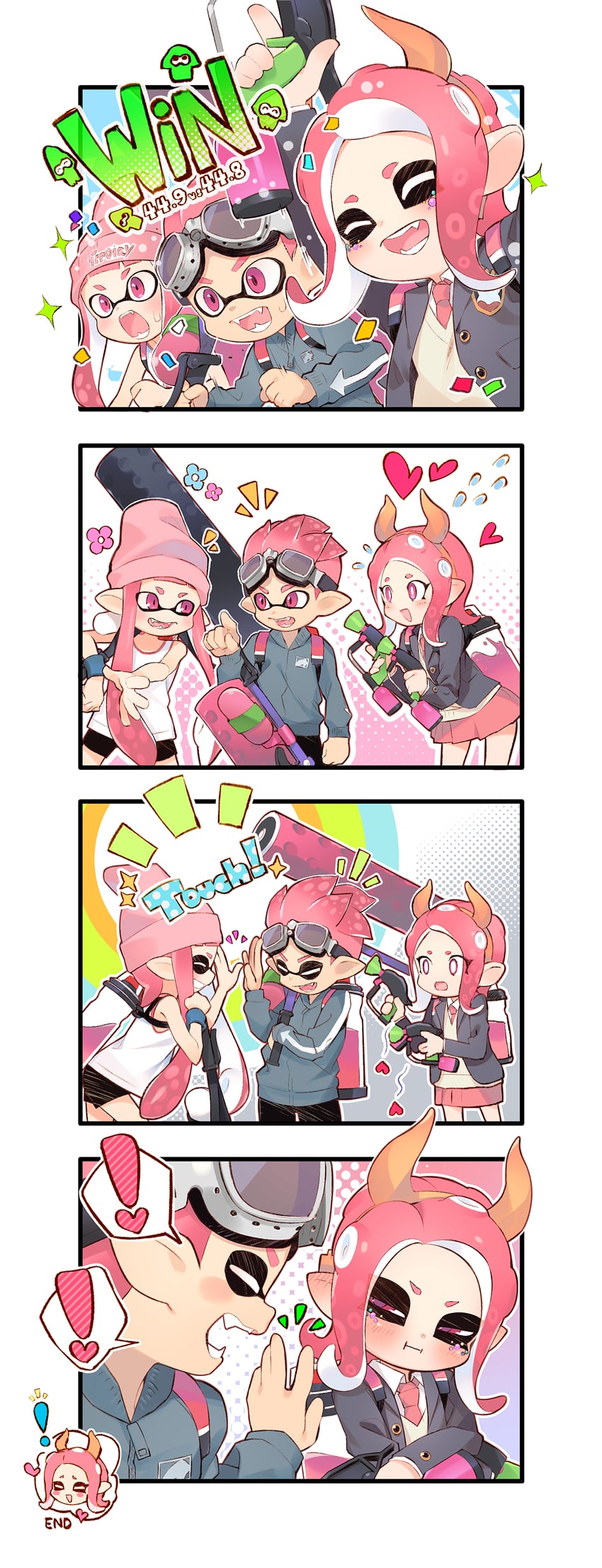 inkling player character, inkling girl, octoling player character, octoling girl, and inkling boy (splatoon and 1 more) drawn by fuzuki_fuuro
