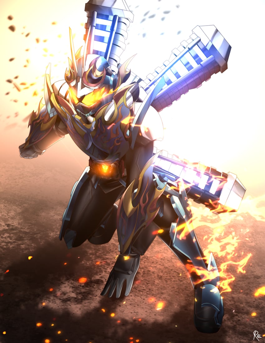 kamen rider gotchard and kamen rider fire gotchard (kamen rider and 1 more) drawn by reiei_8