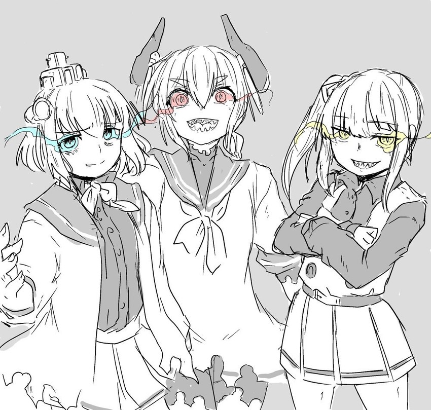 yukikaze, kasumi, and nenohi (kantai collection) drawn by poyo_(hellmayuge)