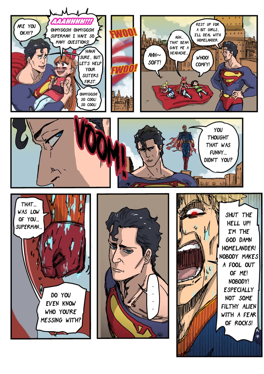 superman, buttercup, blossom, bubbles, and homelander (dc comics and 2 more) drawn by spookylolly