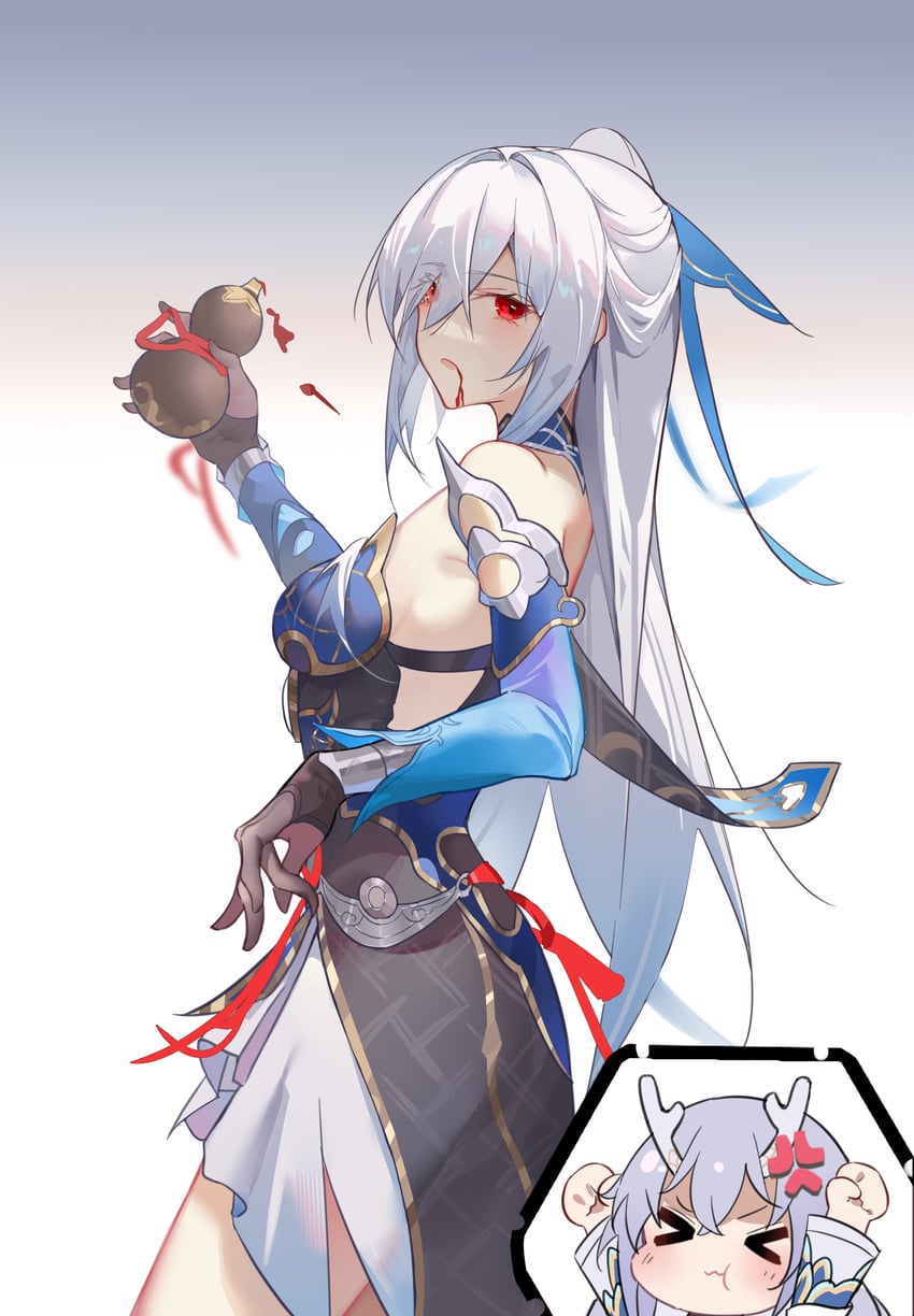 jingliu and bailu (honkai and 1 more) drawn by comet-c