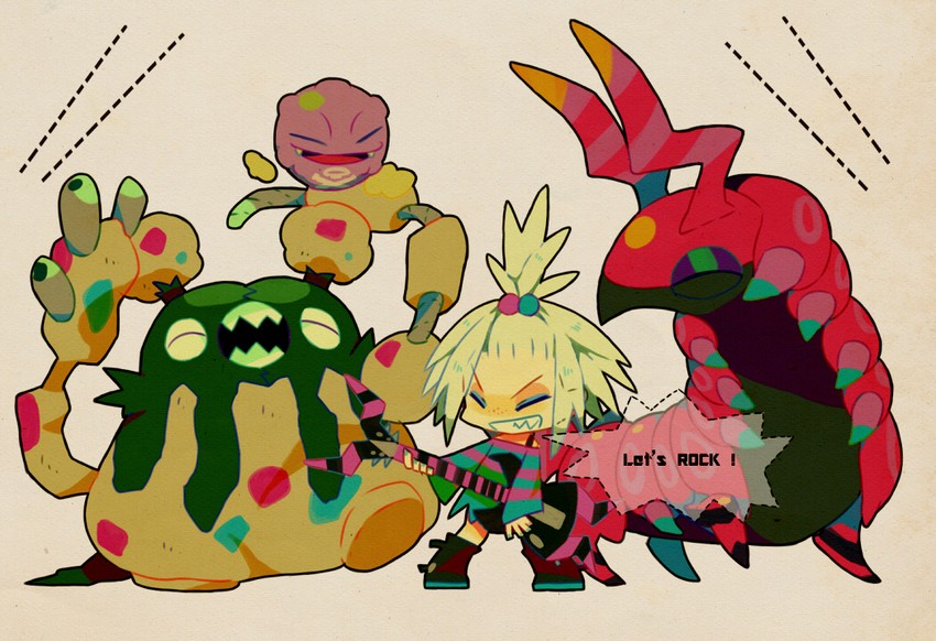 roxie, scolipede, koffing, and garbodor (pokemon and 1 more) drawn by mousou_youjo