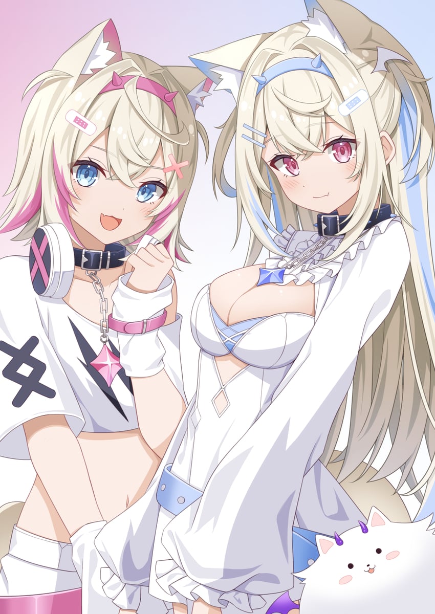 fuwawa abyssgard, mococo abyssgard, and perroccino (hololive and 1 more) drawn by divergenceok
