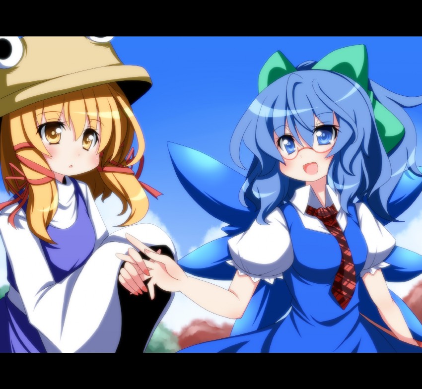 cirno and moriya suwako (touhou) drawn by oborotsuki_kakeru