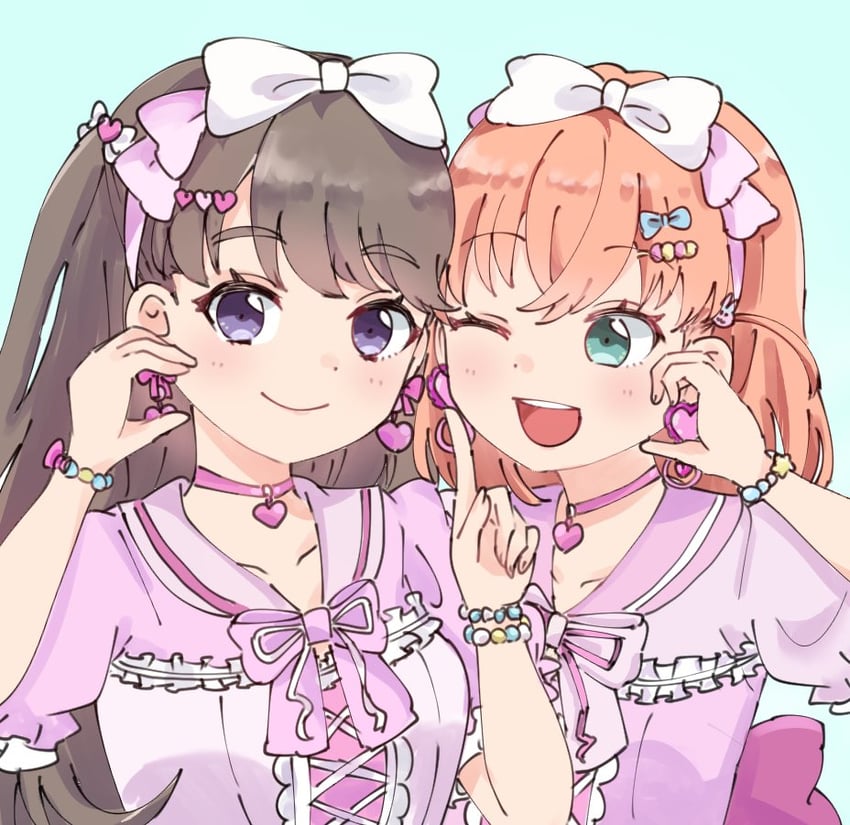 hinoshita kaho and fujishima megumi (love live! and 1 more) drawn by moso_(expect66)