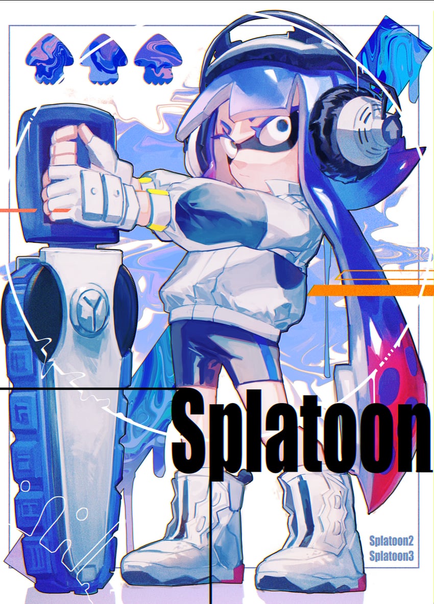 inkling player character and inkling girl (splatoon and 1 more) drawn by no_(13_10_1230)