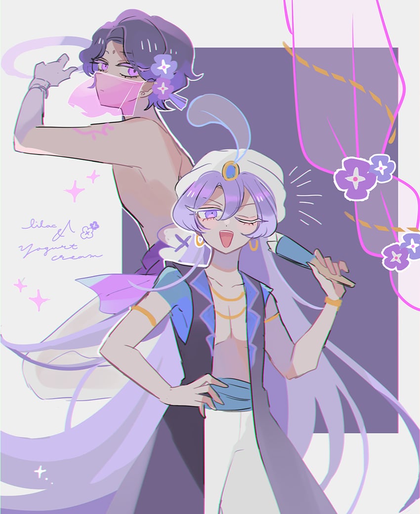 lilac cookie and yogurt cream cookie (cookie run and 1 more) drawn by mamimumemo