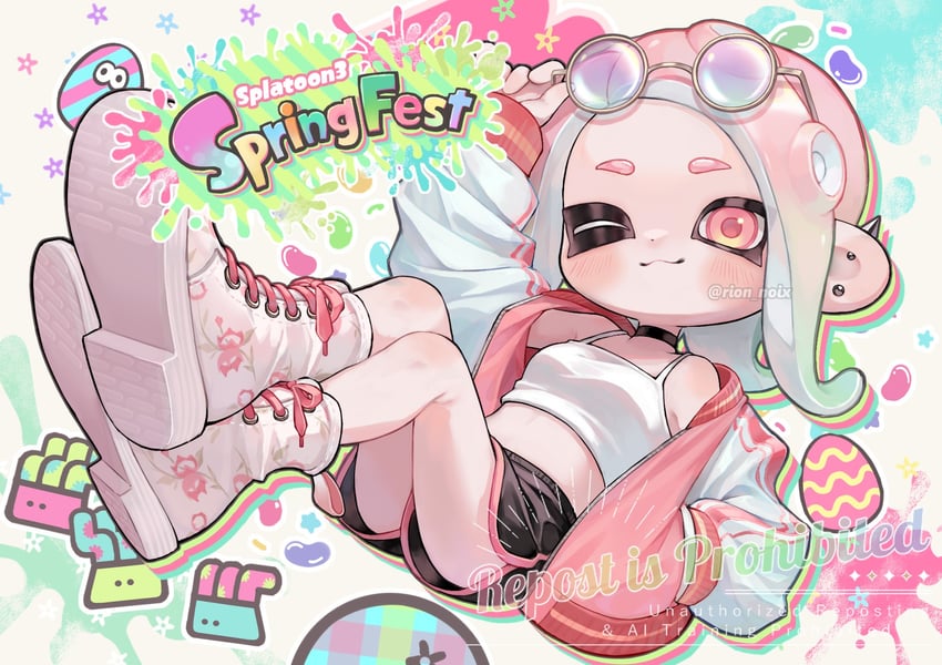 octoling player character and octoling girl (splatoon and 1 more) drawn by myon_rio