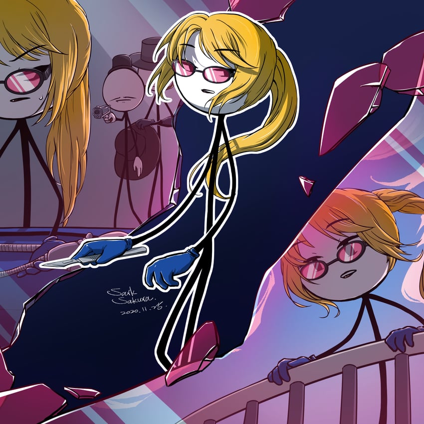 right hand man, reginald copperbottom, wilhelm krieghaus, and dr. vinschpinsilstien (henry stickmin) drawn by sarksakura