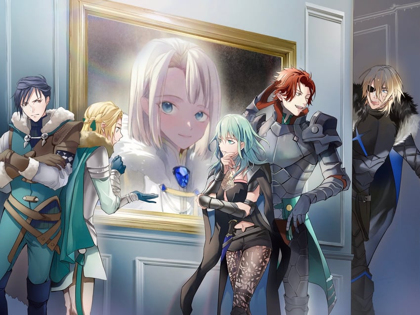 dimitri alexandre blaiddyd, ingrid brandl galatea, female byleth, sylvain jose gautier, and felix hugo fraldarius (fire emblem and 1 more) drawn by zat_296