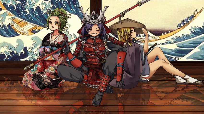 kochiya sanae, moriya suwako, and yasaka kanako (touhou and 1 more) drawn by kourou_(kouroukun)