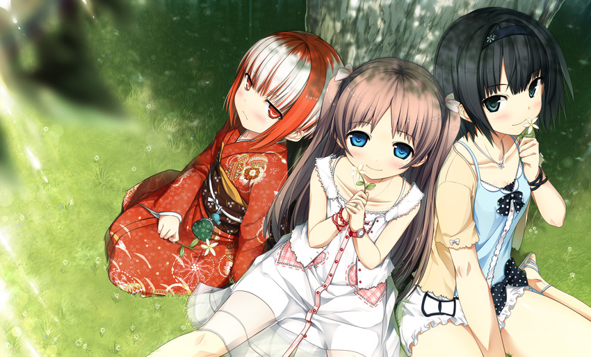 sawai natsuha, sumi, and arishima alice (monobeno) drawn by cura