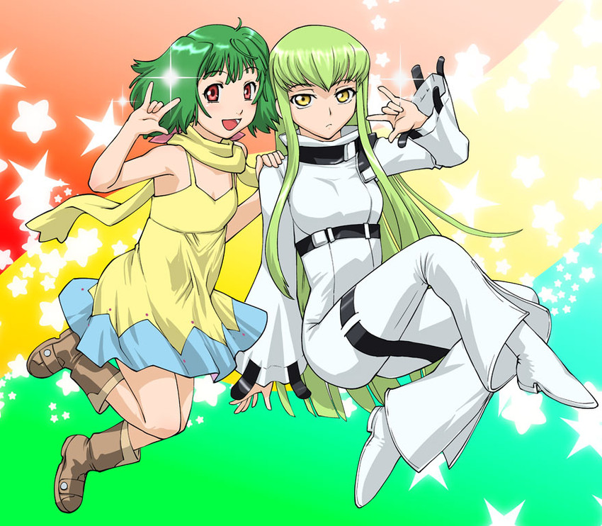 c.c. and ranka lee (code geass and 2 more) drawn by ueyama_michirou