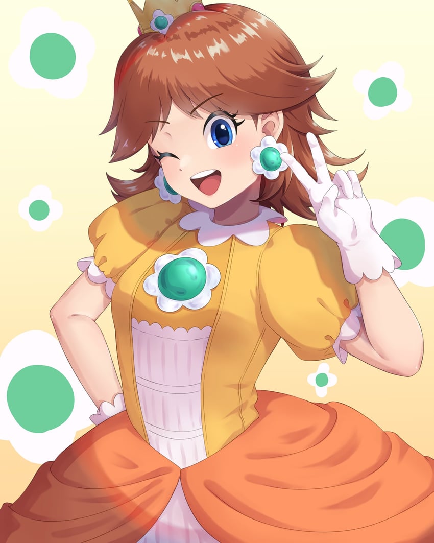 princess daisy (mario and 1 more) drawn by aowa_(dakahi1009)