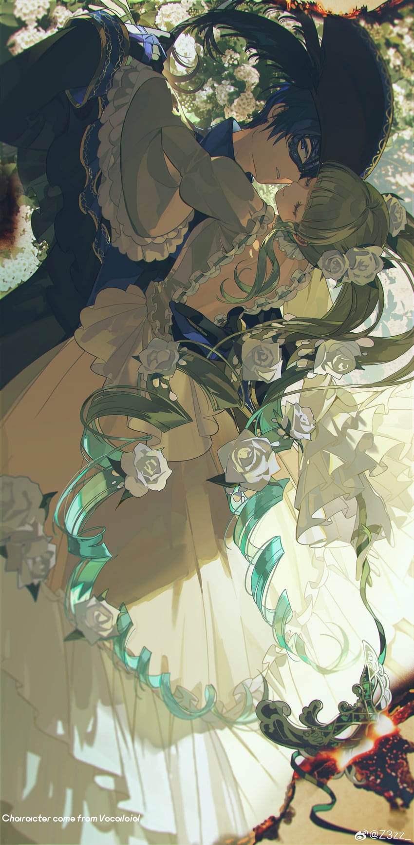 hatsune miku and kaito (vocaloid and 1 more) drawn by z3zz4