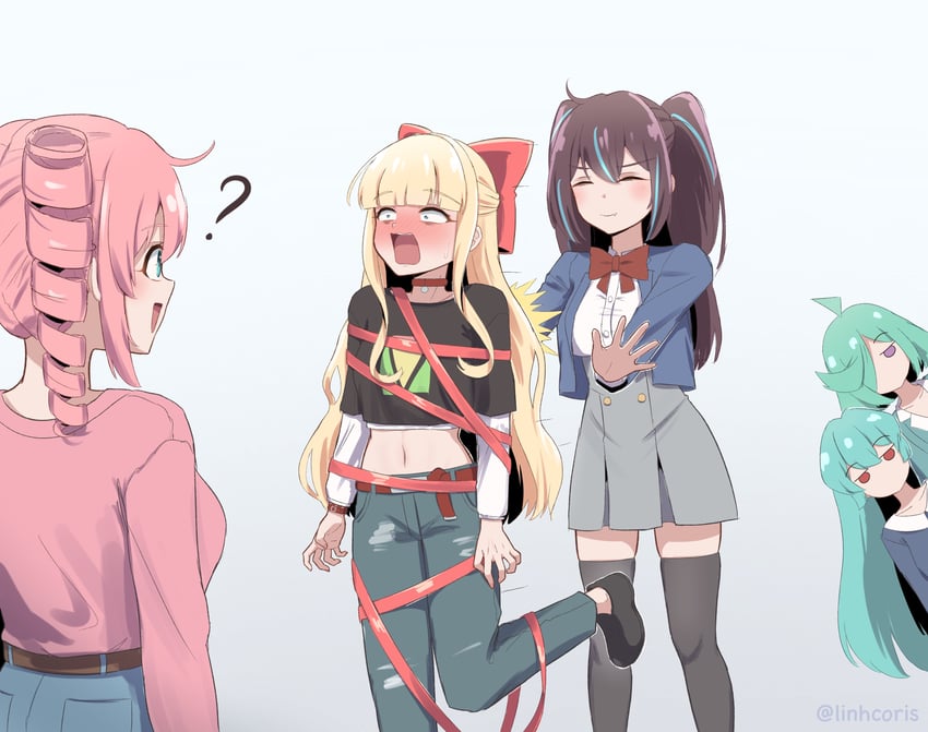 minakami sayo, hanabishi haruka, akoya matama, tenkawa kaoruko, and anemo nemo (mahou shoujo ni akogarete) drawn by linhcoris