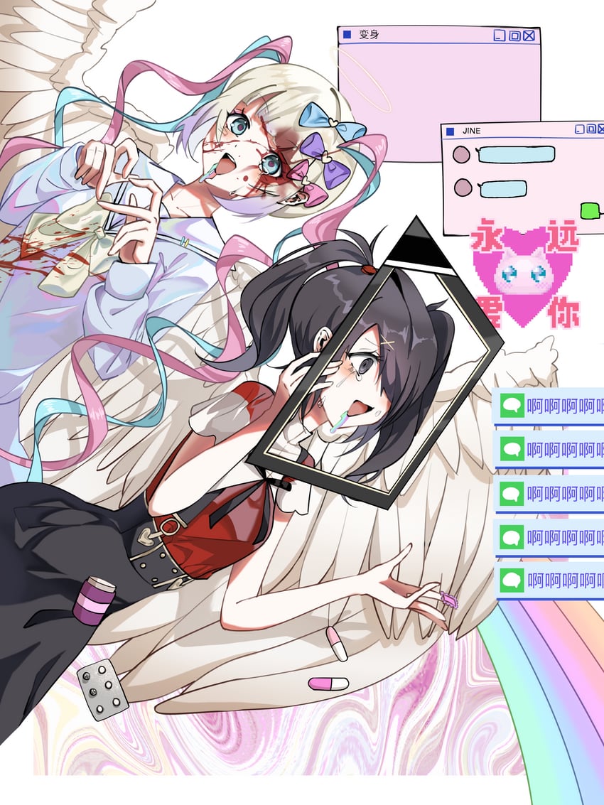 chouzetsusaikawa tenshi-chan and ame-chan (needy girl overdose) drawn by jiling08326