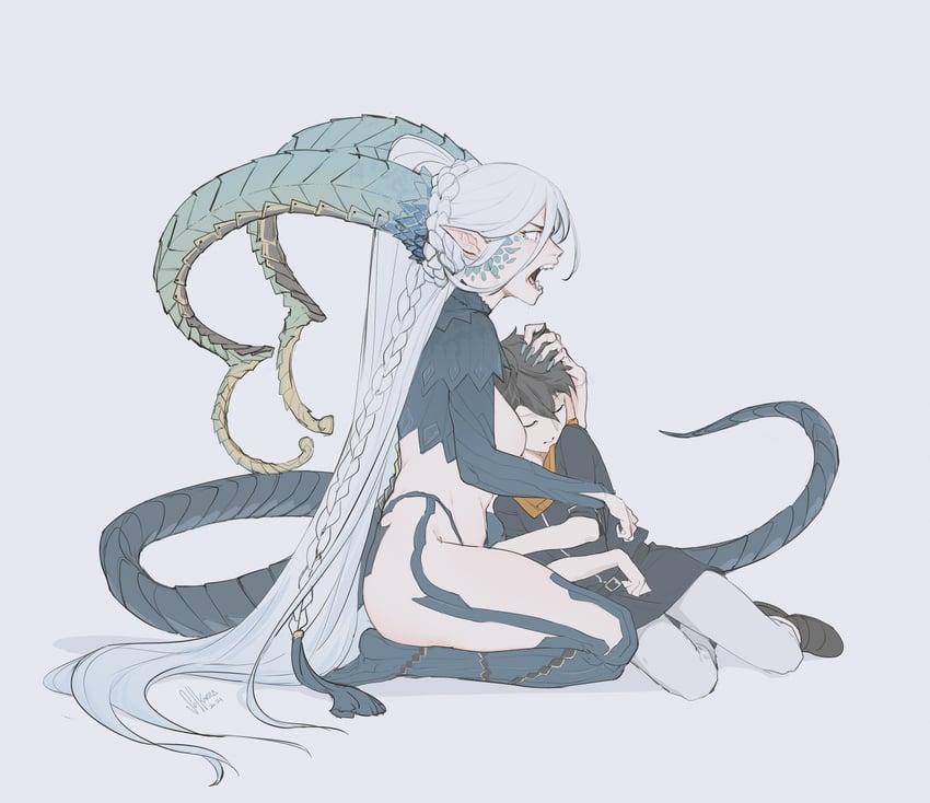 fujimaru ritsuka and tiamat (fate and 1 more) drawn by solkorra