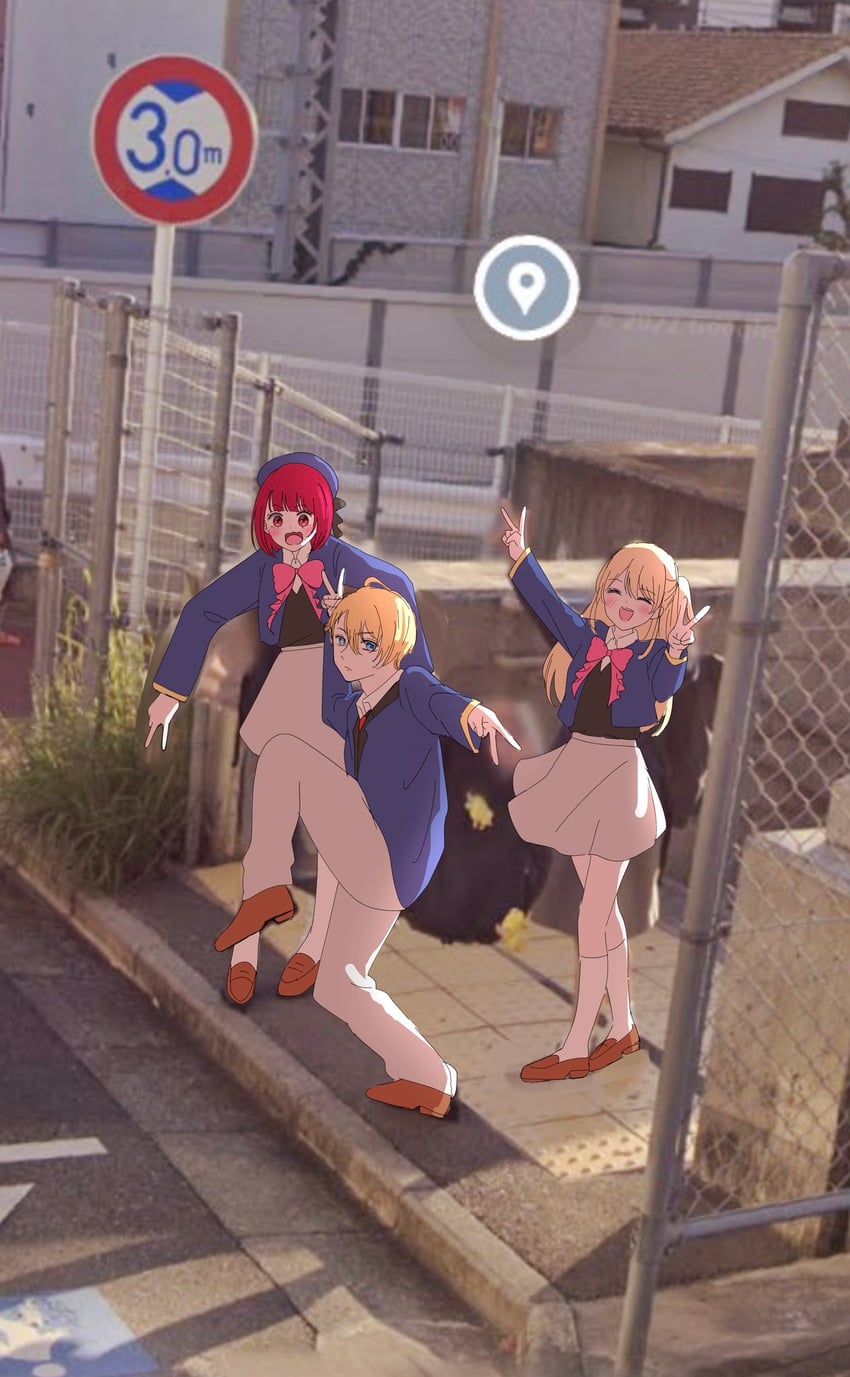 arima kana, hoshino ruby, and hoshino aquamarine (oshi no ko) drawn by watano_yuki