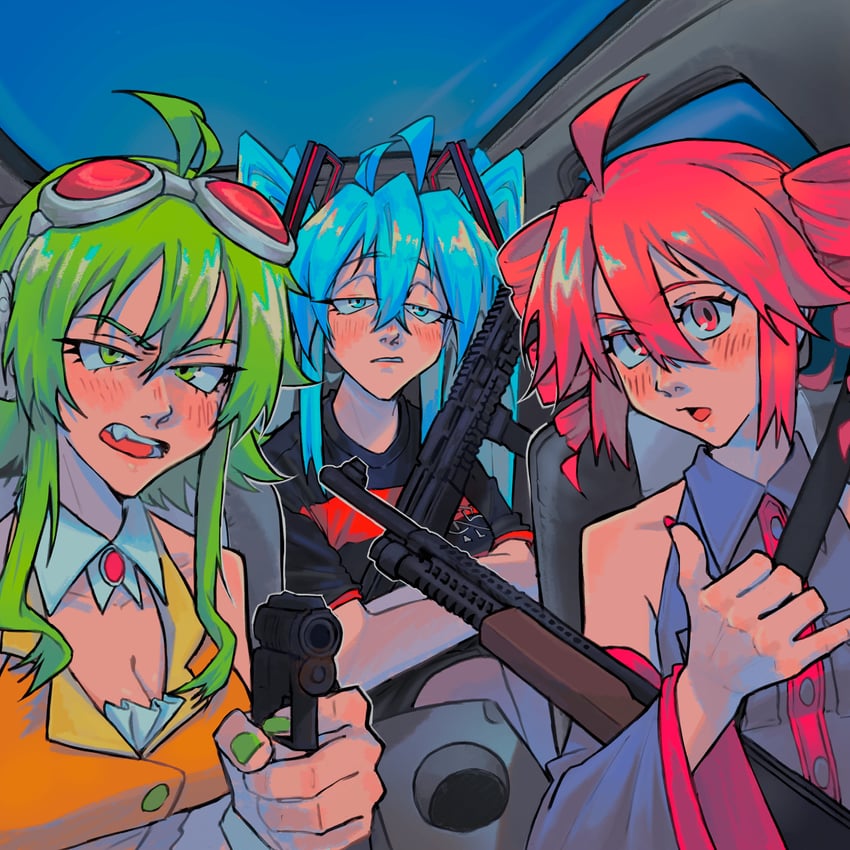 hatsune miku, kasane teto, and gumi (vocaloid and 2 more) drawn by sainttufa