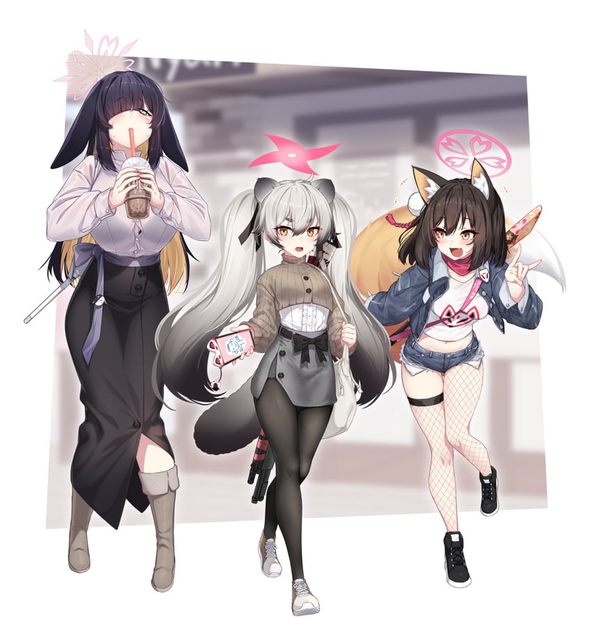 izuna, michiru, and tsukuyo (blue archive) drawn by dev_(dev0614)